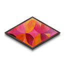 Geometric Bloom Shapes Diamond Shaped Canvas Art Print retro orange pink red modern abstract circles aesthetic boho room or dorm style