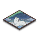 Polar Glow Bear - Diamond Shaped Canvas Textured Print Aurora Borealis Nursery Decor Arctic Animal Art Winter Wonderland Gift