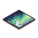 Northern Lights Bunny - Diamond Shaped Canvas Art Print Aurora Night Sky Nursery Animal Decor Cute Minimalist Gift Bedroom Accent