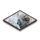 Snowy Bison - Diamond Shaped Canvas Art Print Western Wildlife Wall Decor Lodge Rustic Art Winter Buffalo Cabin Nature Accent