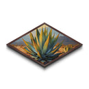 Desert Agave Diamond Shaped Southwestern Canvas Art Print Cactus Landscape Painting Botanical Wall Accent Nature Inspired Decor