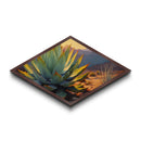 Canyon Agave Diamond Shaped Landscape Canvas Embossed Print Desert Plant Painting Warm Color Wall Art Botanical Home Decor Accent