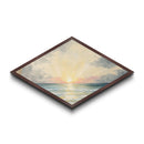 Serene Ocean Light – Diamond Shaped Pastel Seascape Canvas Textured Print, Soothing Sky and Waves Wall Decor Piece