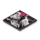 Diamond Shaped Cow Detail — Cute Highland Cow Wall Art Canvas Embossed Print, Rustic Farm Animal Decor, Pink Bow Aesthetic