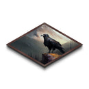 Diamond Shaped Mountain Raven — Dramatic Wilderness Bird Canvas Textured Print, Misty Cliff Landscape Wall Decor, Crow Art