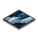 Storm Over Castle Diamond Shaped Dramatic Sky Canvas Art Print Thunderclouds Over Water Moody Landscape Gothic Fantasy Wall Decor
