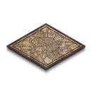 Bucharest - Romania Diamond Shaped City Map, Custom Diamond Shaped Wall Art, City Map Canvas