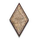 Warsaw - Poland Diamond Shaped Travel Poster, Custom Diamond Shaped Wall Art, City Map Canvas