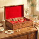15 in. x 10 in. Vintage Wooden Jewerly Box With Brass Inlay