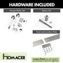 Non-Bypass Sliding Barn Door Hardware Kit - Arrow Design Roller - Silver Finish