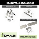Non-Bypass Sliding Barn Door Hardware Kit - Classic Design Roller - Silver Finish