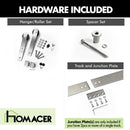 Non-Bypass Sliding Barn Door Hardware Kit - Straight Design Roller - Silver Finish