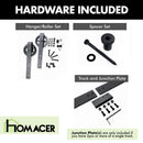 Non-Bypass Sliding Barn Door Hardware Kit - Spoke Wheel Design Roller