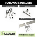 Non-Bypass Sliding Barn Door Hardware Kit - Spoke Wheel Design Roller - Silver Finish