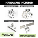 Single Track Bypass Sliding Barn Door Hardware Kit - Straight Design Roller