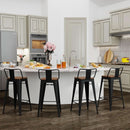 30 Inch Bar Stools Set Of 4 Matte Black Wood Seat With Back