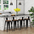 30 Inch Bar Stools Set Of 4 Matte Black Wood Seat With Back