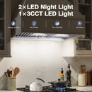 30" Range Hood Insert ,600 CFM Stainless Steel Kitchen Vent Hood with 4 Speeds 3CCT LED Lights