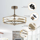 30" Modern DC Motor Brushed Nickel Downrod Mount Reversible Ceiling Fan with Lighting and Remote Control