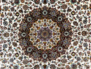 Persian Tabriz Rug 8x11, Floral Medallion Traditional Area Rug, Fine 300 KPSI, Ivory Maroon