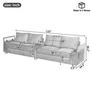 Modern 4-Seater Corduroy Sofa Couch with USB Ports, Hidden Storage Arms, and Flip-Top Cup Holders, Brown, 133 Inches