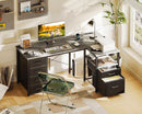 L Shaped Computer Desk With 6 Drawers And Power Outlet