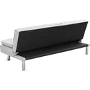 Sofa Bed with Armrest two holders WOOD FRAME, STAINLESS LEG, FUTON WHITE PVC