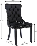 Black Velvet Dining Chairs Set of 4 with Solid Wood Legs