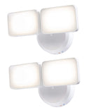 Outdoor LED Dual Head Wall Spot Light 2 Light Dusk to Dawn, White Finish 6"H