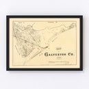 Vintage Map of Galveston County, Texas 1879