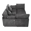 85.4' Sectional Sofa Modular Sofa U-shaped Sofa Couch Sofa Bed L-shaped Sofa with a Movable Ottoman and Two USB Ports for Living Room, Black
