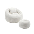 COOLMORE Modern Extra Large Round Bean Bag Chair with Footrest for Living Room, Chenille Fabric Lazy Sofa with Pillow for Adults, Teenagers,Child, Suitable for Bedroom, Dormitory, Study Room