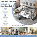 Quad Bunk Bed Twin Size Metal With Ladders Detachable Black