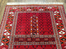 Antique Persian Turkoman Rug 4x5, Hatchli Tekkeh Ersari Red Tribal Rug, Handmade Wool Oriental Carpet, Four Seasons Rug