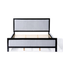 King Size Upholstered Bed with Fluffy Soft Headboard,Grey+Black Frame