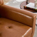 Modern Soft Leather Material Ergonomics Accent Chair Living Room Chair Bedroom Chair Home Chair With Black Legs For Indoor Home-Light Brown PU