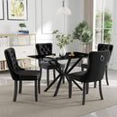 BlackGlassDiningSetForFourTuftedChairsWithNonSlipFeet
