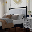 Queen Wood Bed Frame with Fluffy Soft Headboard