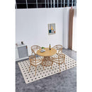 Outdoor dining simple bamboo chair table, PE ratten round table 110CM plastic wood top