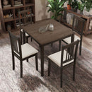 (1 Table with 4 Chairs)Wooden Dining Table Set, Mid Century Modern Square Wooden Kitchen Table and Upholstered Dining Chairs for Dining Room, Kitchen, Saving Space,Brown
