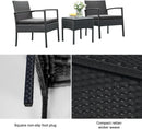 3 Piece Patio Rattan Conversation Chairs Set Outdoor Furniture Black Wicker For Garden Balcony Porch Yard