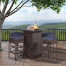 5 Piece Outdoor Bar Set Navy Blue Bar Height Table Storage