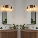 Irvine Black Modern Clear Glass 3-Light Vanity Light