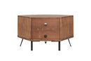 Fan Shape Reclaimed Wood Corner Media Table For Living Room Wise Use Your Space - Natural