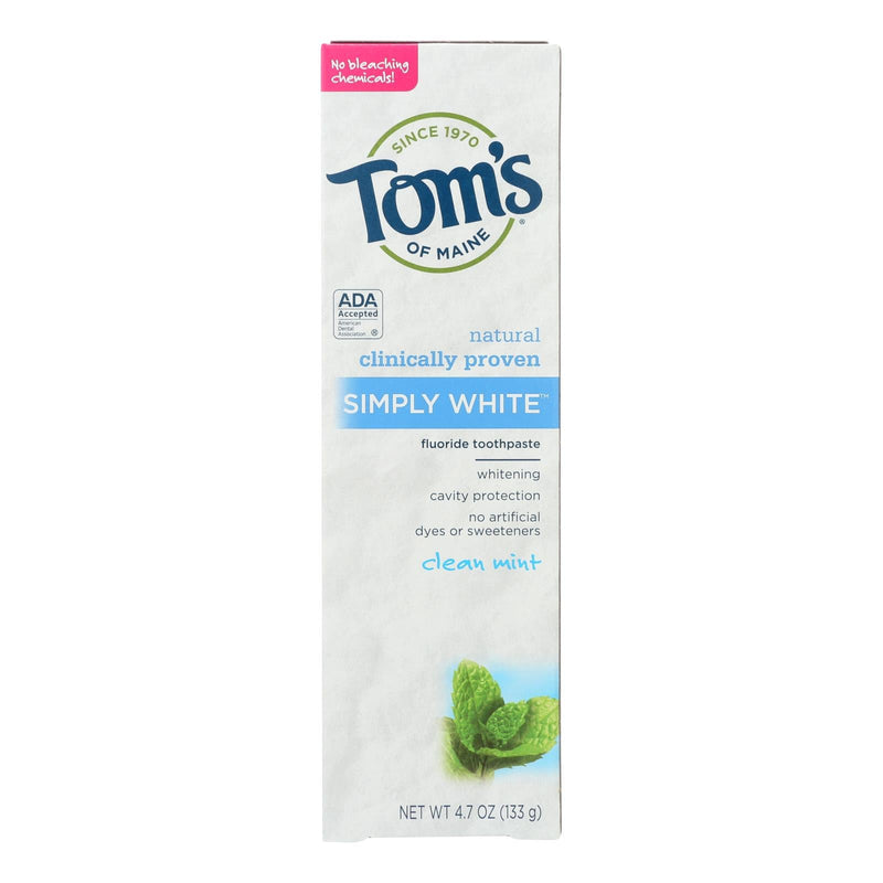 Tom's of Maine Simply White Clean Mint Toothpaste (Pack of 6 - 4.7 Oz Each)