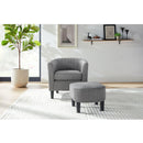 Modern Accent Chair,Upholstered Arm Chair Linen Corduroy Single Sofa Chair with Ottoman Foot Rest Comfy Armchair for Living Room Bedroom and Office,Grey