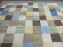 5' X 8' Hand-knotted Kilim Dhurrie Wool Cotton Rug Flat Weave Carpet Checkered Pattern Colorful Multicolor