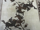 4' X 6' Modern Tibetan Nepal Art Deco Chinese Hand Knotted Wool Rug Horses Nice