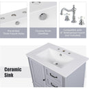 30' Bathroom Vanity with Sink, Bathroom Cabinet with A Door, Three Drawers, Solid Wood Legs & MDF Board, Adiustable Foot Pads, Grey (Other Color: N725P195409K)