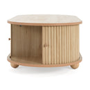 MDF ELEGANT LONG OVAL STORAGE SIDE TABLE WITH RETRO CHARM, NATURAL COLOR
